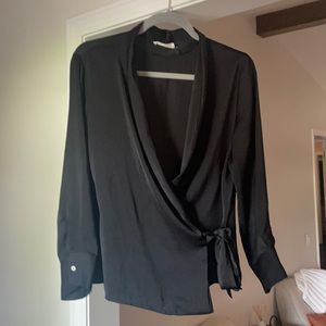 Love in black sheen blouse